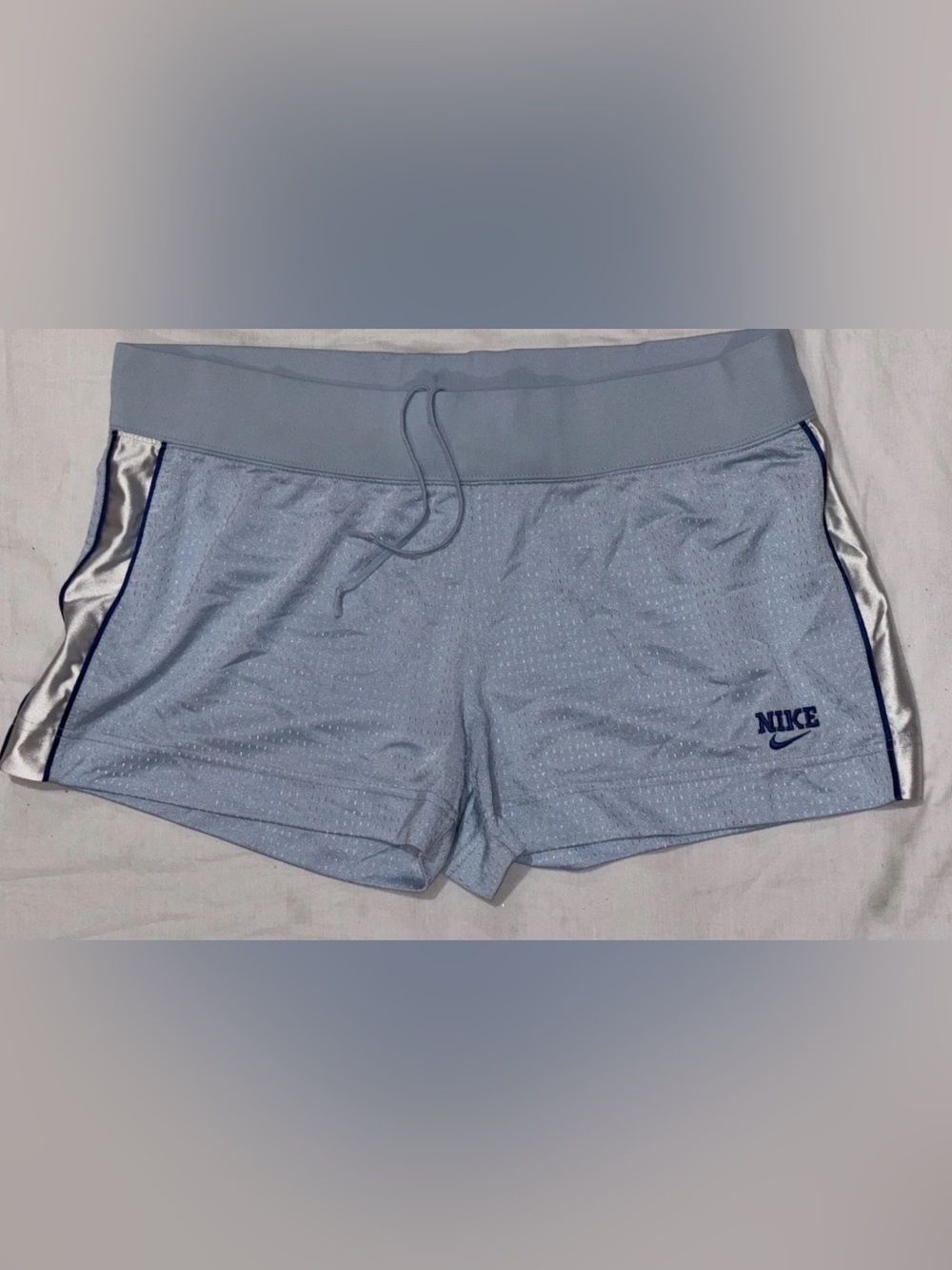 Nike Sportswear Silver Tag Y2K 2004 Jersey Shorts WMNS SZ.XL Light Blue/ White